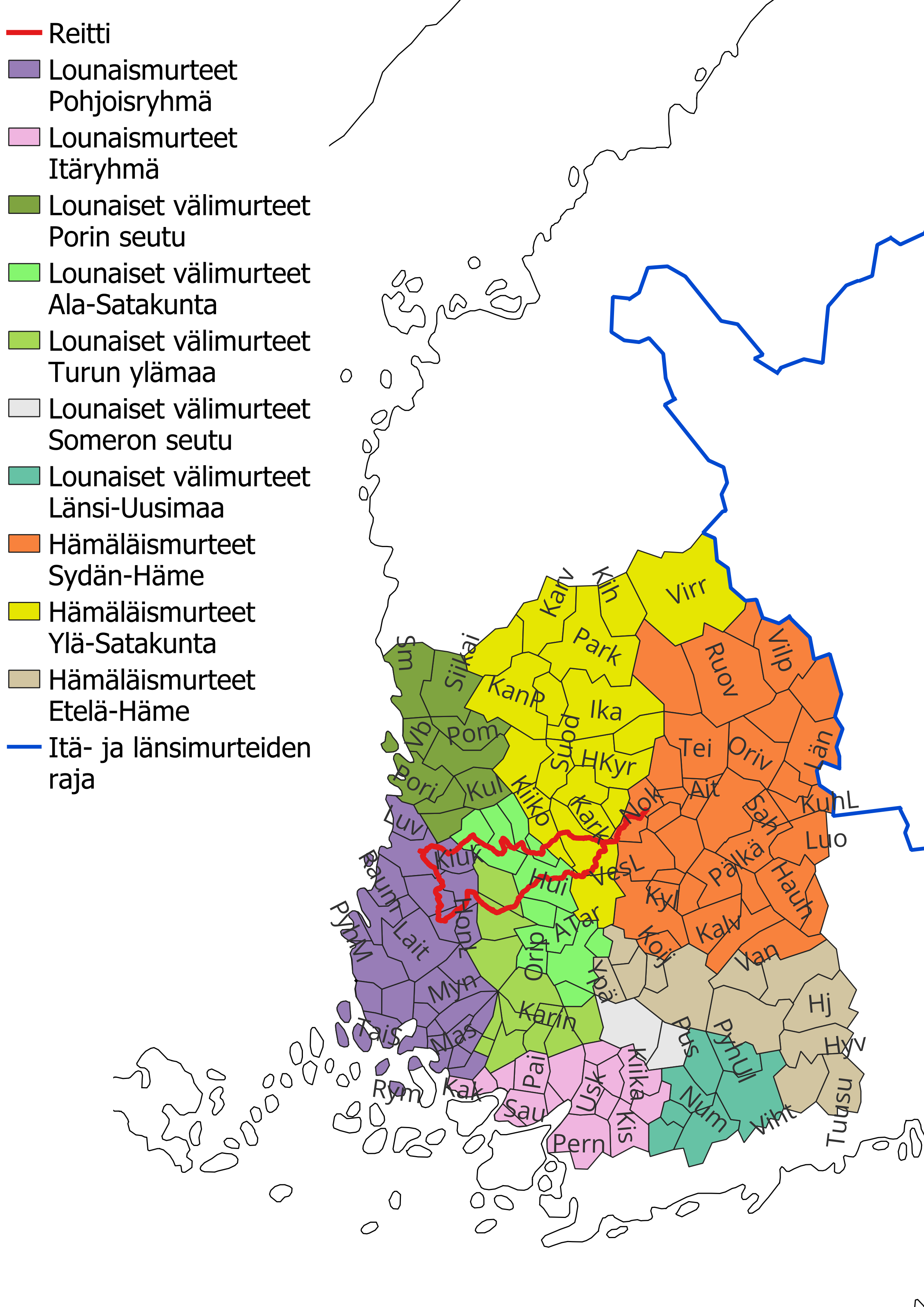 Reitti Hinnerjoelle ja Eurajoelle