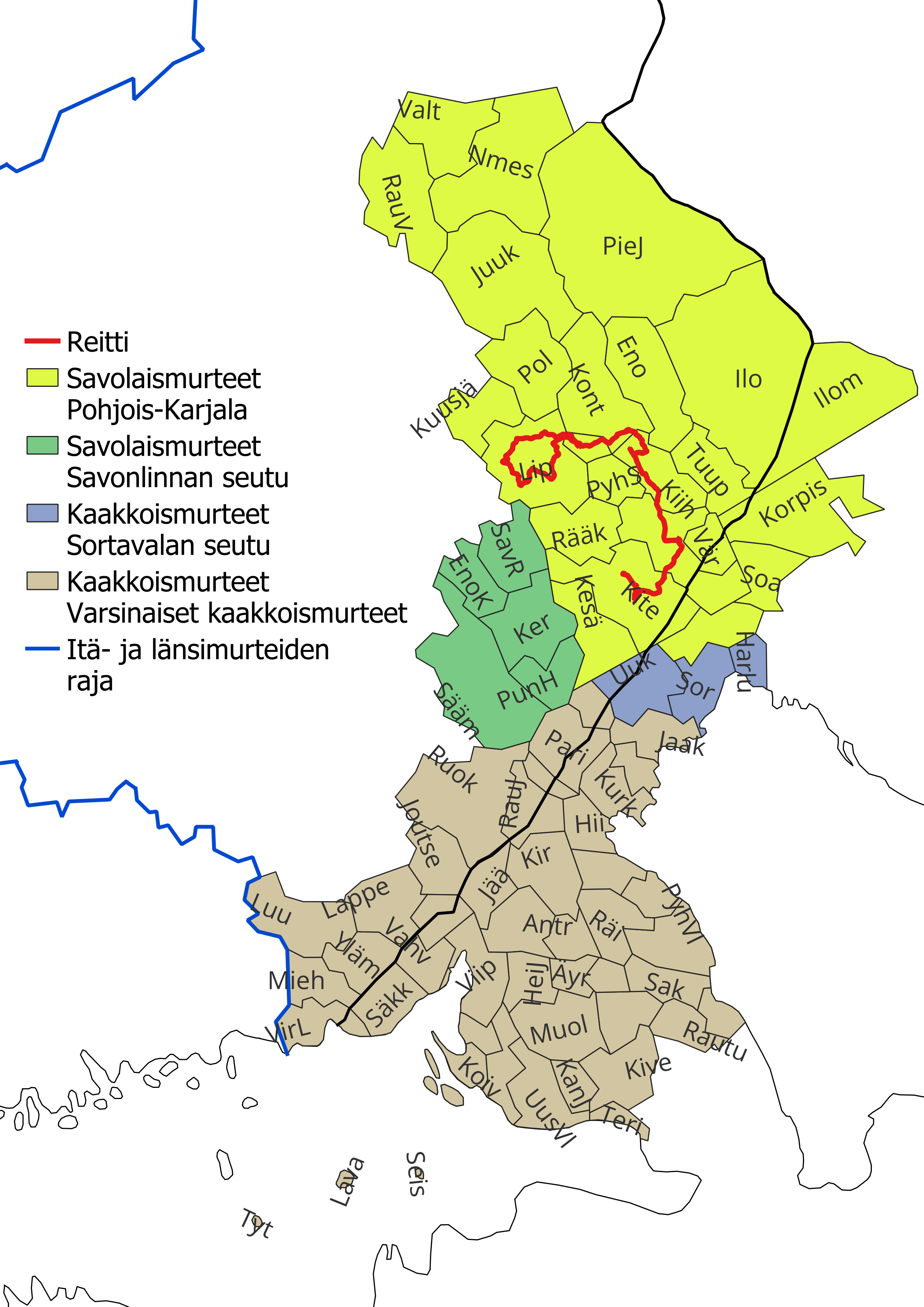 Reitti Kiteeltä Kiihtelysvaaran kautta Joensuuhun ja kierros Liperissä.
